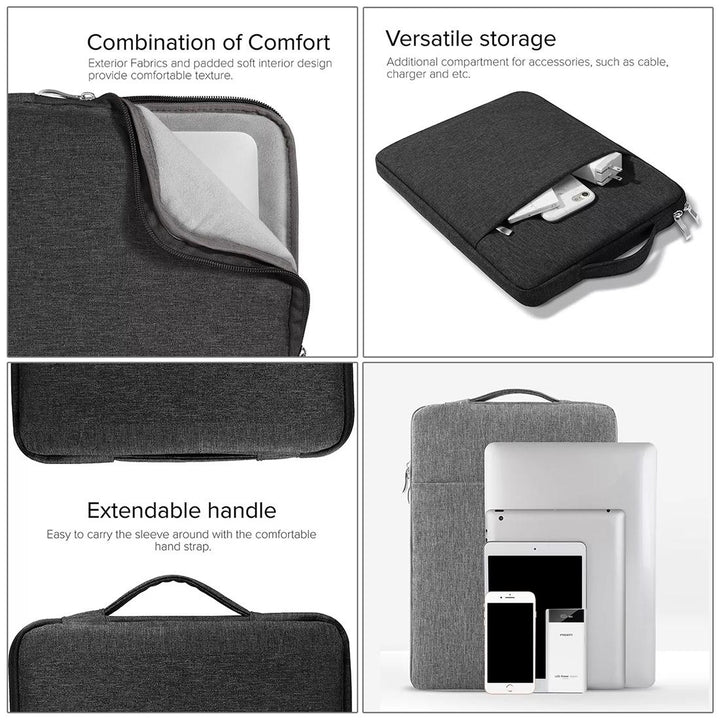 Universal Denim Laptop Bag for 15.4 Inch Notebooks - Fits Macbook Air / Pro - Portable & Stylish - 39.2x28.5x2cm - Black