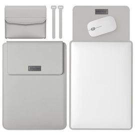 Lightweight 4-in-1 Leather Laptop Bag - 13 / 14 Inches Portable - Grey