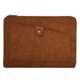 Premium Leather Business Laptop Bag With Zipper - Universal Fit - Coffee