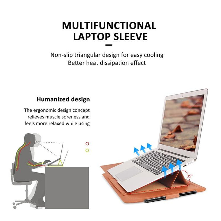 Universal Waterproof Laptop Bag Set With Handle Stand Pen Holder Winders Mouse & Charger Bags - Dark Blue