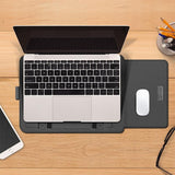 Universal 4-In-1 Laptop Bag Set Waterproof Pu Leather Handle Stand Pen Holder Winders Mouse & Charger Bags - 13 / 14 Inch - Dark Blue