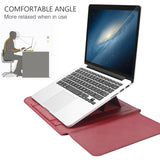 Universal 4-In-1 Laptop Bag Set Waterproof Pu Leather Handle Stand Pen Holder Winders Mouse & Charger Bags - 13 / 14 Inch - Dark Blue