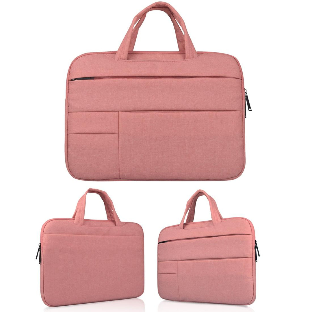 Portable Oxford Cloth Laptop Bag for 12 Devices - Multiple Pockets - Pink