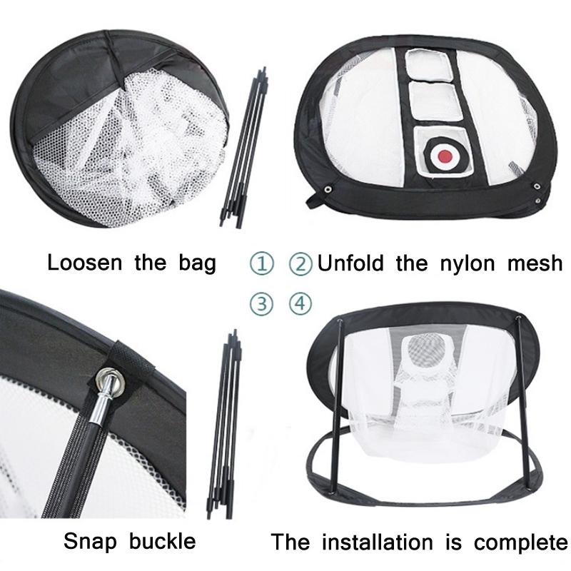 Foldable Square Golf Net for Indoor Practice - Green Black Net