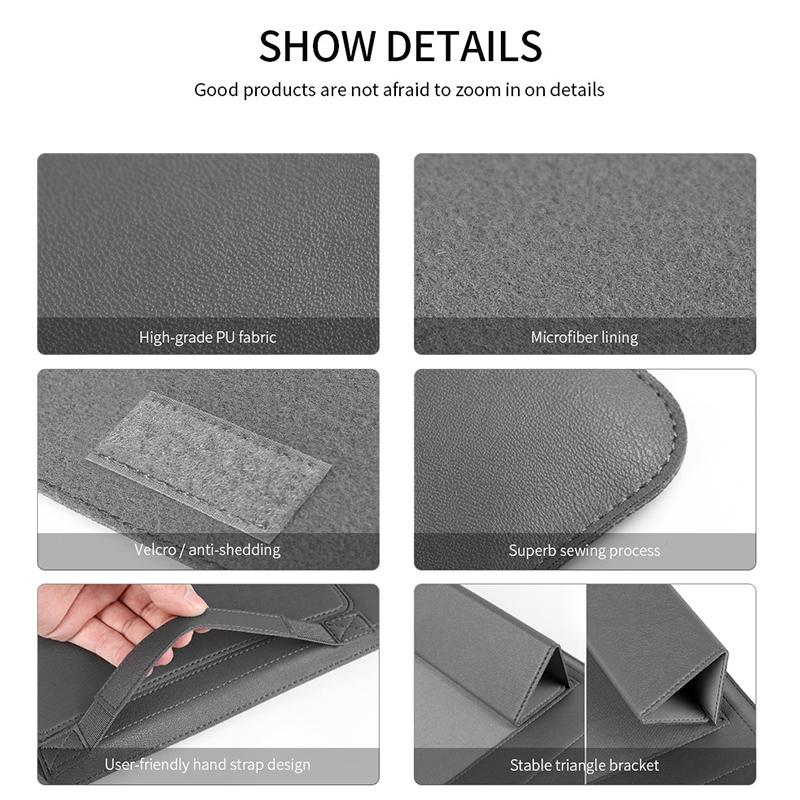 Universal 4-In-1 Laptop Bag Set Waterproof Pu Leather Handle Stand Pen Holder Winders Mouse & Charger Bags - 13 / 14 Inch - Green