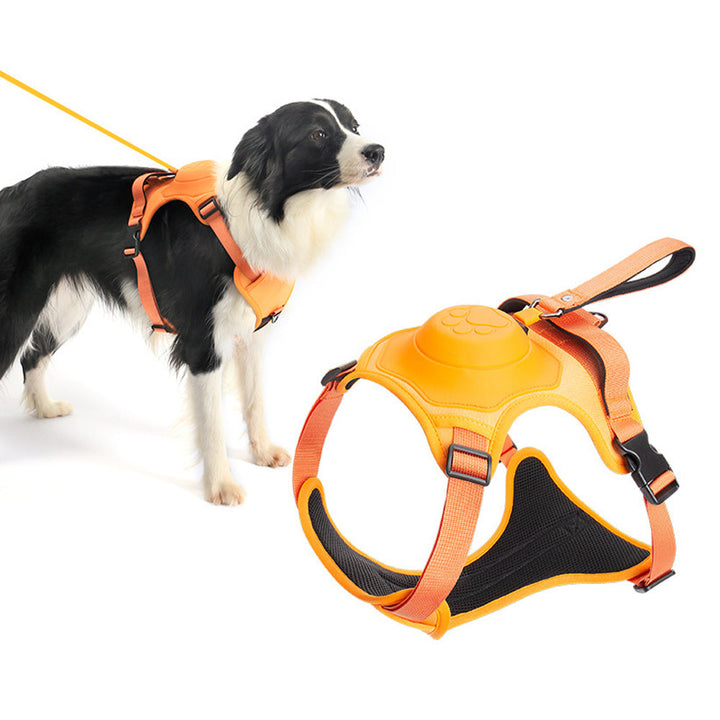 Vibe Geeks Ultimate 2-in-1 Reflective No-pull Dog Harness with Retractable Leash and Control Handle - Green - L