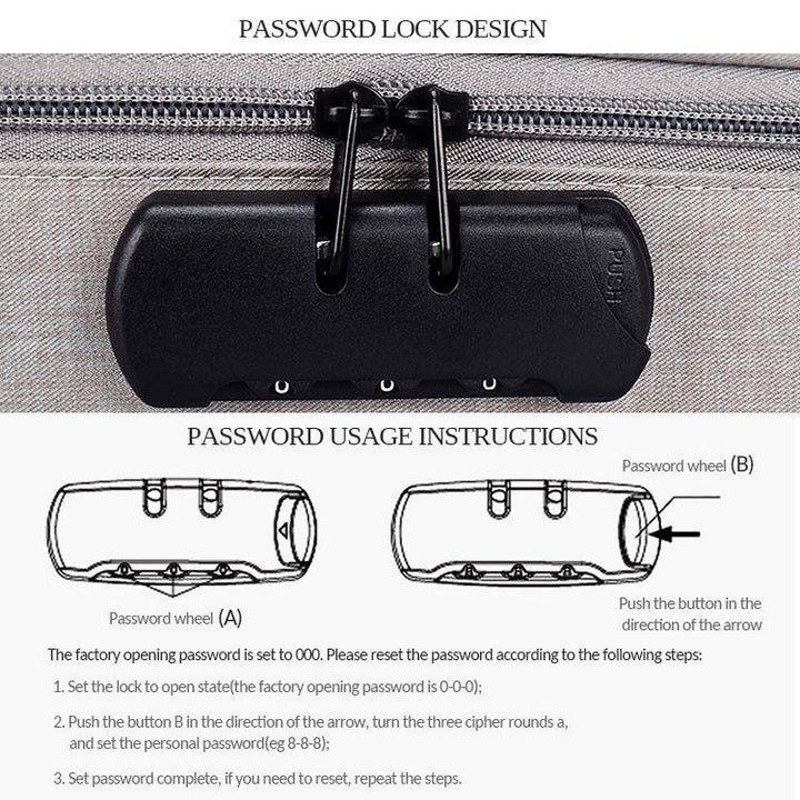 Waterproof Multi-layer Laptop Bag with Password Lock - Grey
