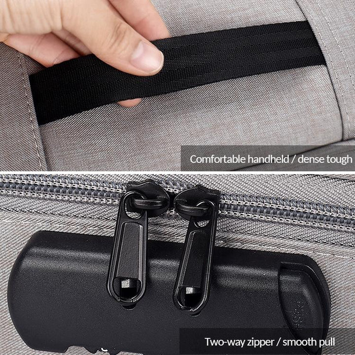 Waterproof Multi-layer Laptop Bag with Password Lock - Grey