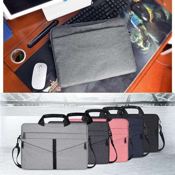 Stylish Zipper Laptop Bag with Shoulder Strap - Durable & Breathable - Light Grey