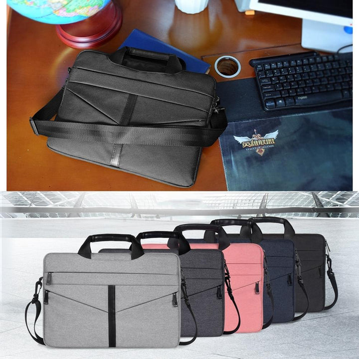 Stylish Zipper Laptop Bag with Shoulder Strap - Durable & Breathable - Light Grey