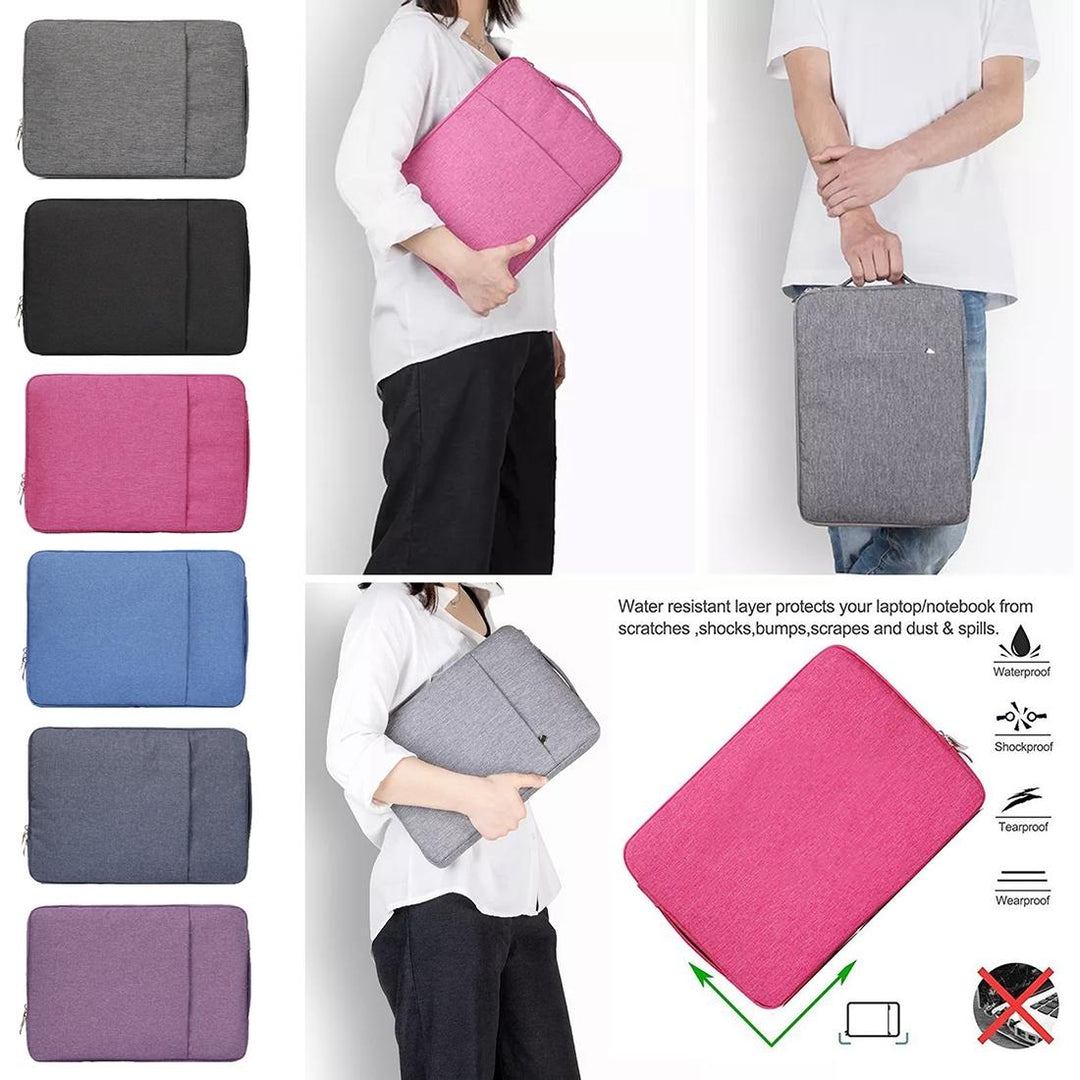 Universal Denim Laptop Bag for 15.4 Inch Notebooks - Fits Macbook Air / Pro - Portable & Stylish - 39.2x28.5x2cm - Magenta