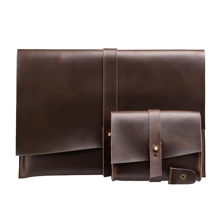 Universal Leather Laptop Bag with Cable Winder for 11.6 Devices - Wine Red