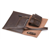 Universal Leather Laptop Bag with Cable Winder for 11.6 Devices - Wine Red