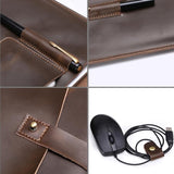Universal Leather Laptop Bag with Cable Winder for 11.6 Devices - Wine Red