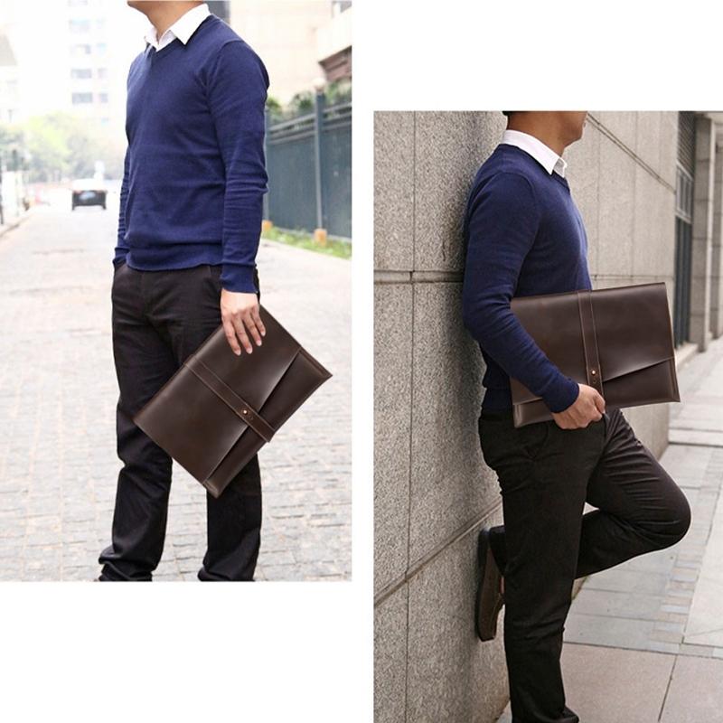 Universal Leather Laptop Bag with Cable Winder for 11.6 Devices - Wine Red