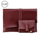 Universal Leather Laptop Bag with Cable Winder for 11.6 Devices - Wine Red