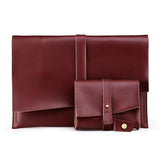 Universal Leather Laptop Bag with Cable Winder for 11.6 Devices - Wine Red