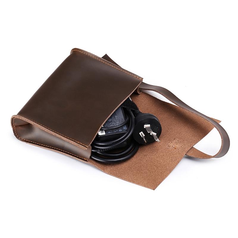 Universal Leather Laptop Bag with Cable Winder for 11.6 Devices - Wine Red