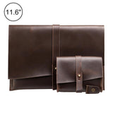 Universal Leather Laptop Bag with Cable Winder for 11.6 Devices - Wine Red