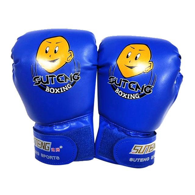 Children'S Cartoon Boxing Gloves - Pu Leather - Cartoon White + Baby Blue