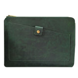Premium Leather Business Laptop Bag With Zipper - Universal Fit - Brown