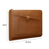 Premium Leather Business Laptop Bag With Zipper - Universal Fit - Brown