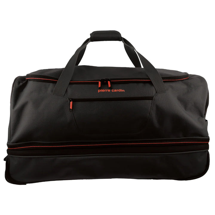 140L Pierre Cardin Trolley Bag Medium Soft Travel Luggage Wheeled Duffle - Black