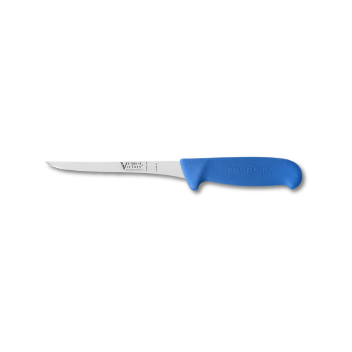 Victory 15cm straight flexible filleting knife stainless steel blue Progrip handle fish knife