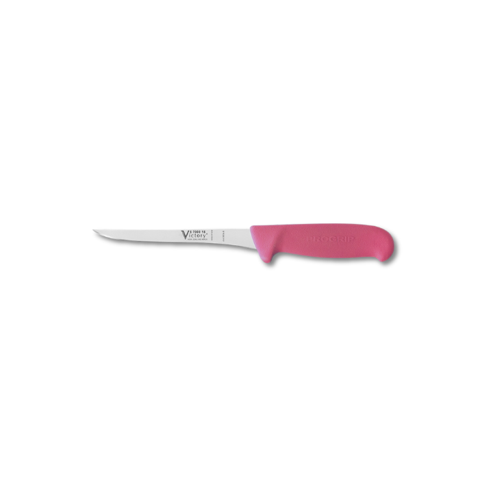Victory 15cm straight flexible filleting knife stainless steel pink Progrip handle fish knife