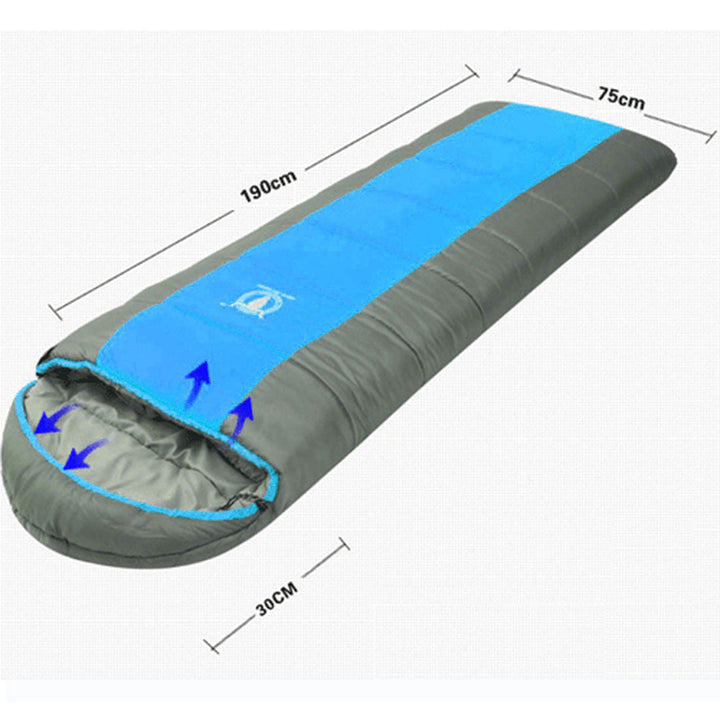 Outdoor Camping Envelope Sleeping Bag Thermal Tent Hiking Winter Single -15C - blue