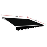 Outdoor Folding Arm Awning Retractable Sunshade Canopy Black 4.0m x 3.0m