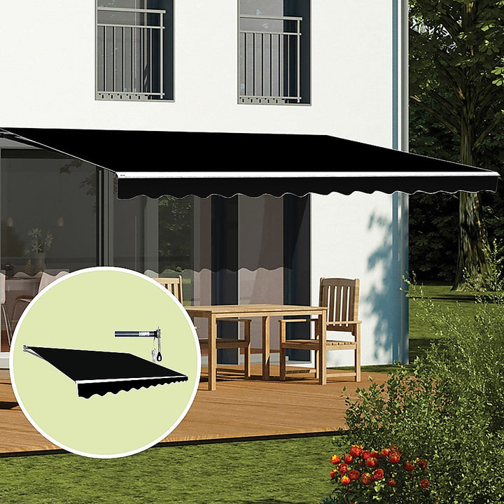 Motorised Retractable Folding Arm Awning 5x3m Black Outdoor Shade | King of Knives e-store