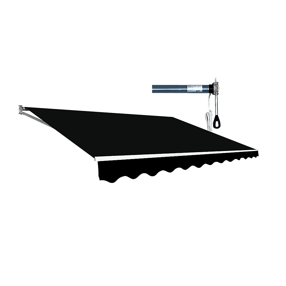 Motorised Retractable Folding Arm Awning 5x3m Black Outdoor Shade | King of Knives e-store