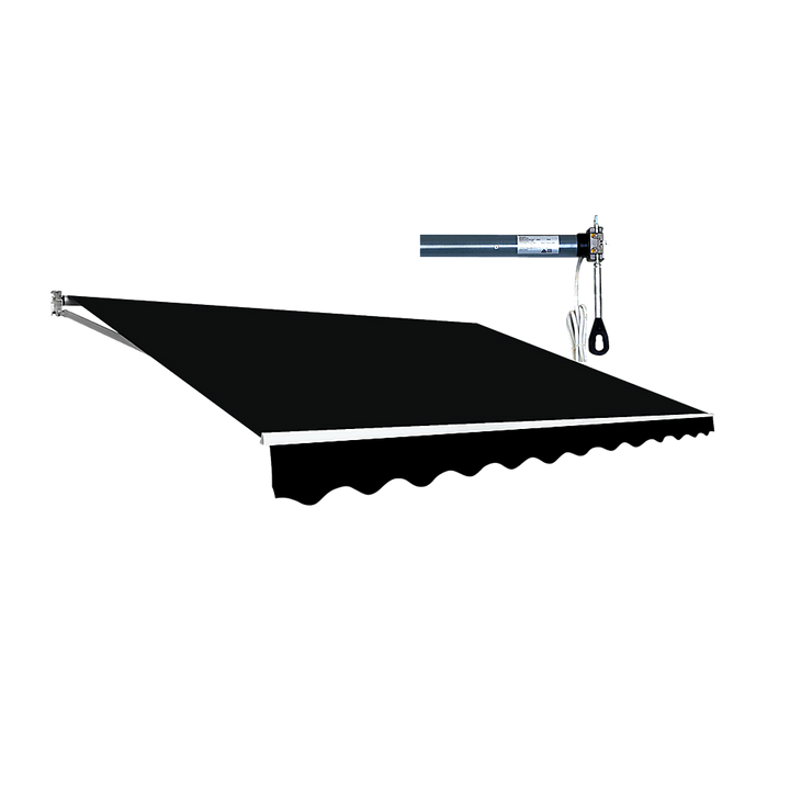 Motorised Retractable Folding Arm Awning 5x3m Black Outdoor Shade | King of Knives e-store