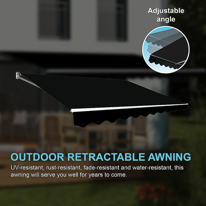 Motorised Retractable Folding Arm Awning 5x3m Black Outdoor Shade | King of Knives e-store