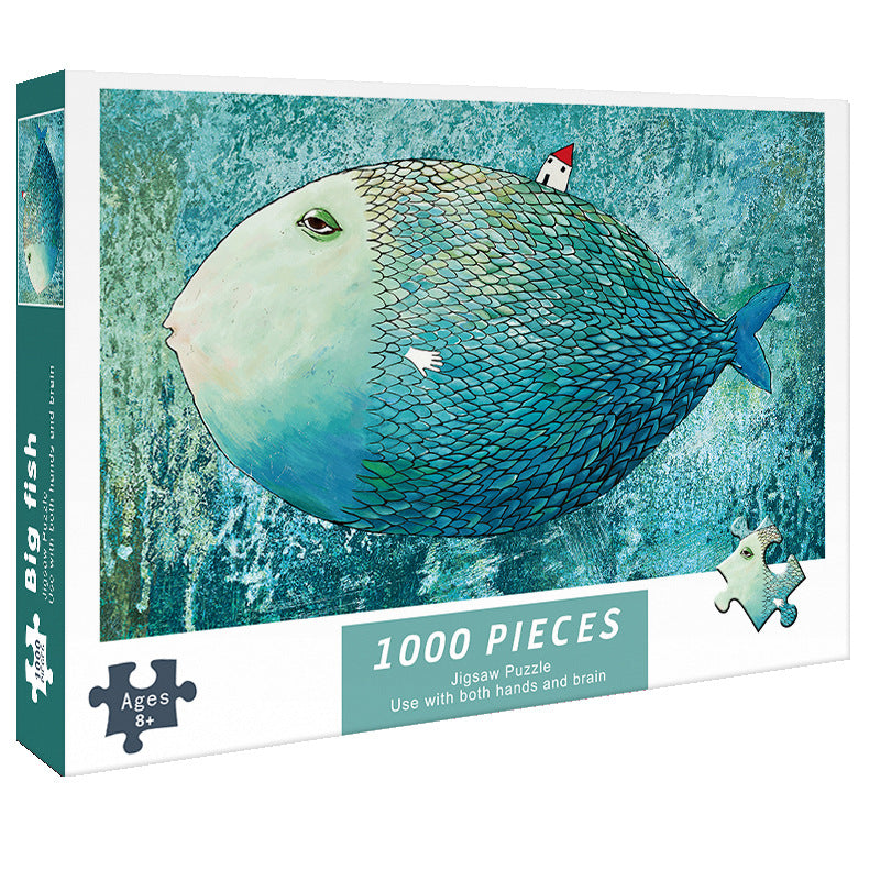 (2 PCS) 1000-Piece Big Fish Jigsaw Puzzle - High Difficulty Stress-Rel ...