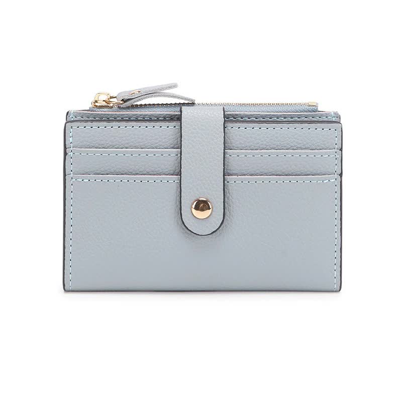 3 PCS Wallets Blue Women's Small Zipper Snap Card Wallet, Ladies PU Leather Credit Card Holder with Coin Pocke