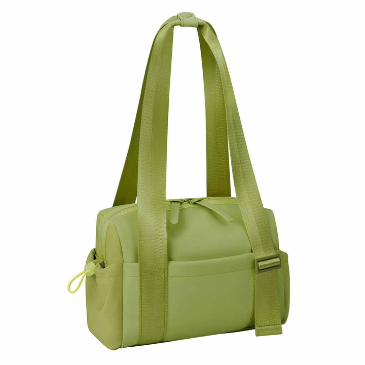 Stylish Green Mini Gym Bag & Travel Tote - Compact Duffel with Wet Pocket, Luggage Sleeve & Multiple Compartments