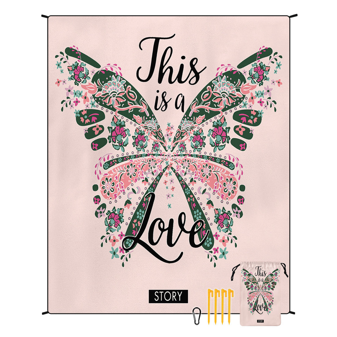 Style STD-001-28 Pink Quick Dry Beach Mat Sand Proof Waterproof Outdoor Picnic Blanket - Compact & Lightweight