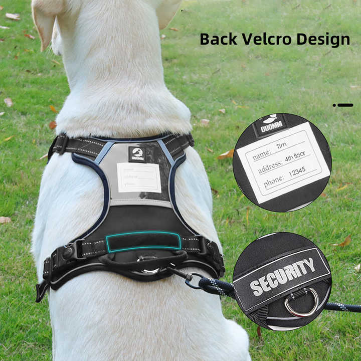 Size S Black Reflective No-Pull Dog Harness - Adjustable & Durable for Large Breeds, Anti-Escape Design