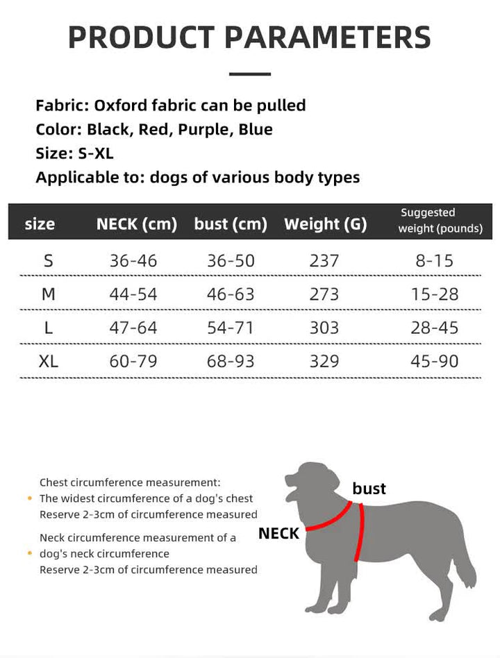 Size M Purple Reflective No-Pull Dog Harness - Adjustable & Durable for Large Breeds, Anti-Escape Design