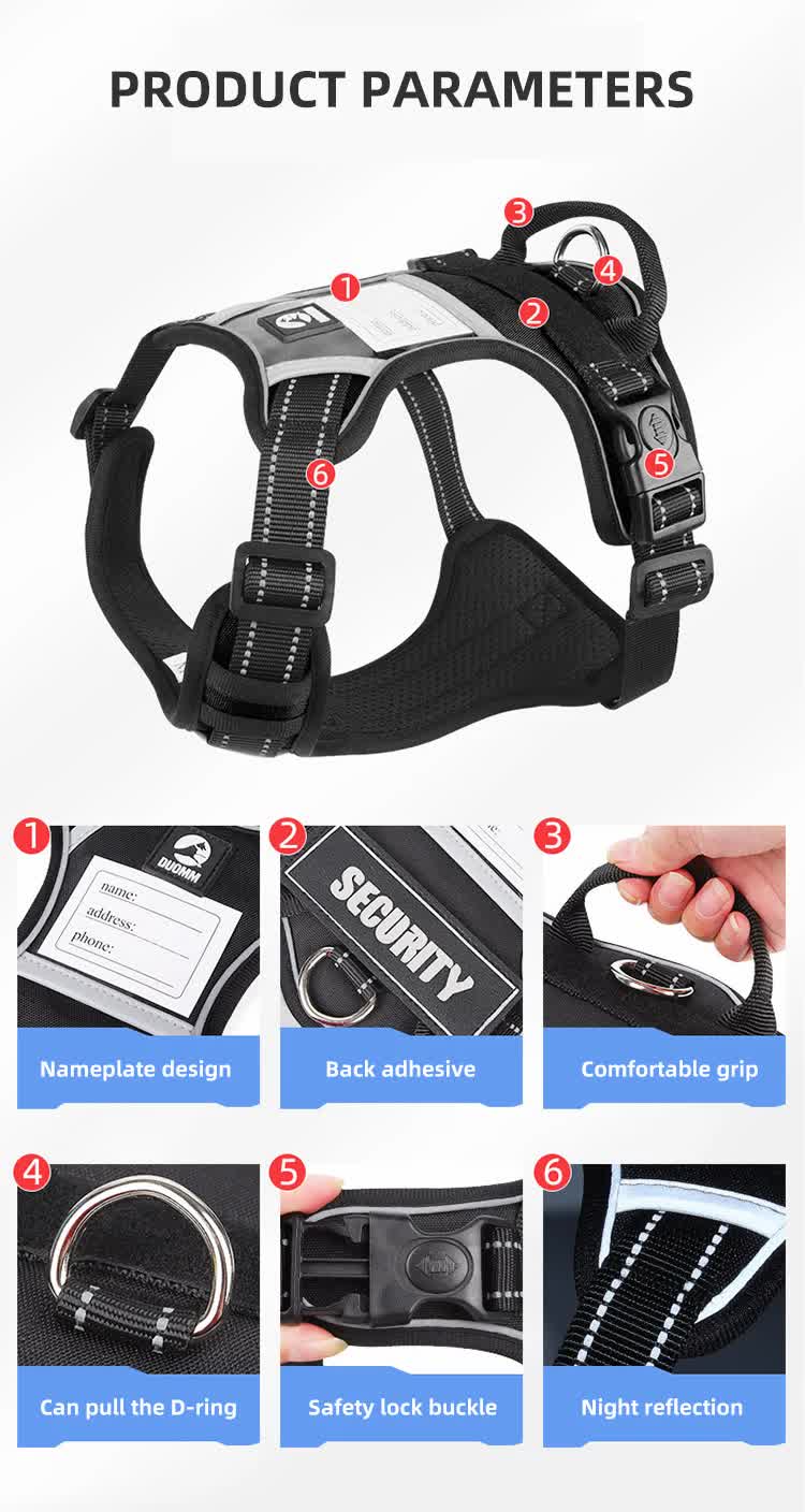 Size L Red Reflective No-Pull Dog Harness - Adjustable & Durable for Large Breeds, Anti-Escape Design