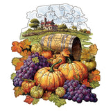 Purple grapes Thanksgiving Wooden Puzzle - Vegetable & Fruit Design, Home Decor, Educational Toy (Size S)