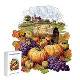 Purple grapes Thanksgiving Wooden Puzzle - Vegetable & Fruit Design, Home Decor, Educational Toy (Size M)