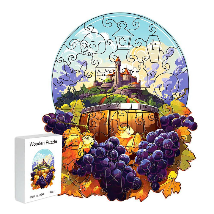 Wine grapes Wooden Puzzle - Vegetable & Fruit Design, Home Decor, Educational Toy (Size S)