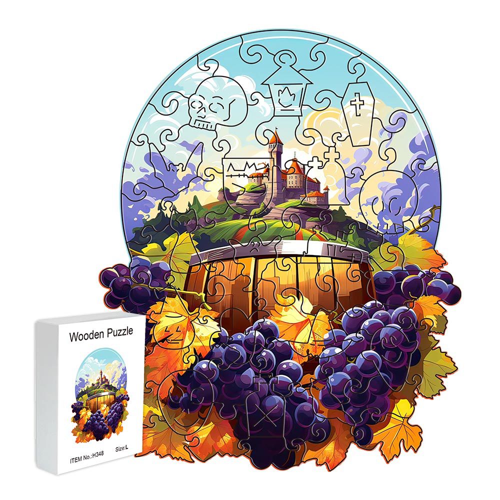 Wine grapes Wooden Puzzle - Vegetable & Fruit Design, Home Decor, Educational Toy (Size L)