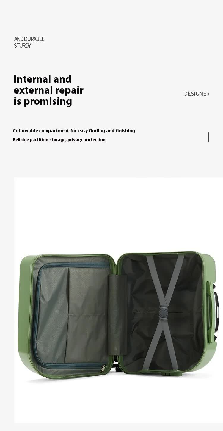 Khaki Compact 18-Inch Carry-On Suitcase | Lightweight ABS Hardside Spinner Luggage