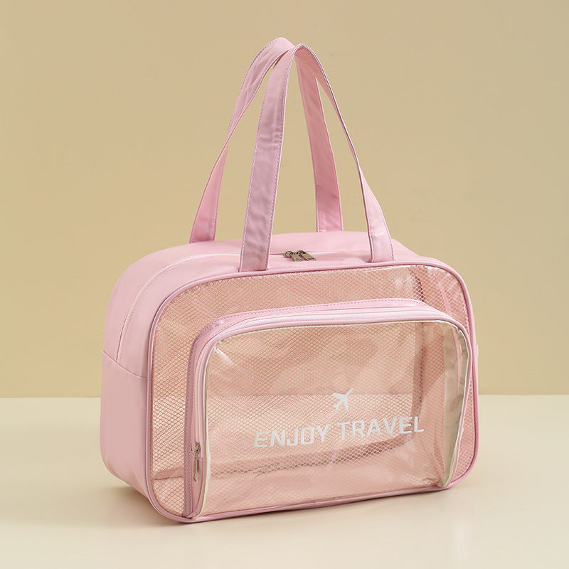 Waterproof beach bag with wet and dry separation, gym and swim storage bag, toiletries and cosmetic bag for swimsuits and goggles (Pink has no shoe compartment)