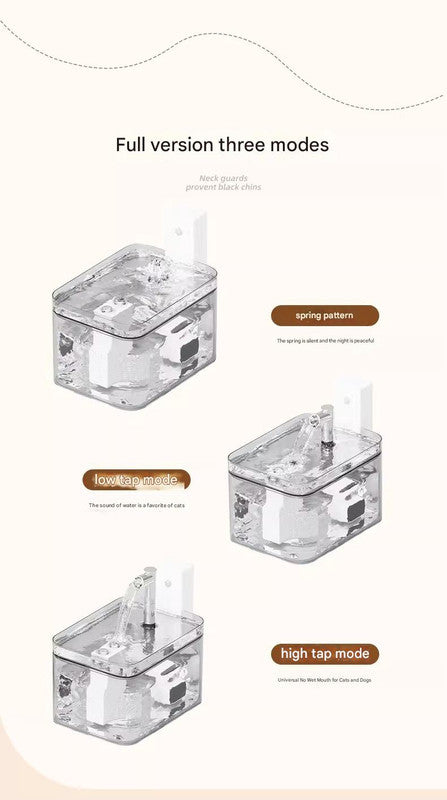 Transparent Wireless Sensor Pet Water Fountain - 1.5L Automatic Filtered Dispenser