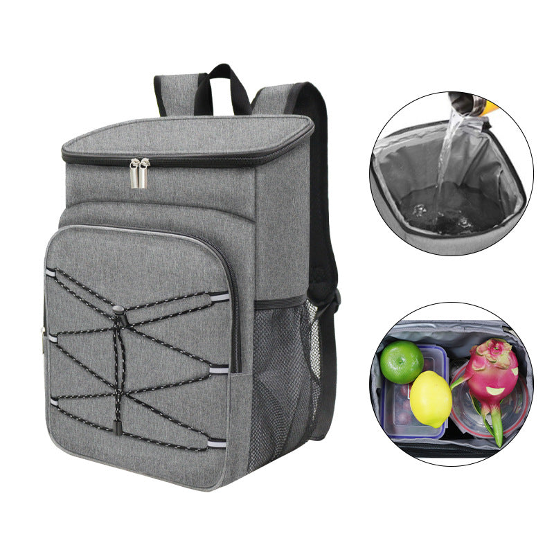 Grey Large Insulated Cooler Backpack - Leakproof, Lightweight for Picnic, Beach, Camping